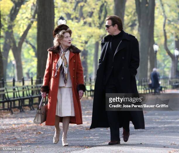 Kelly Bishop and Ewan McGregor are seen on the set of 'Simply Halston' on November 05, 2020 in New York City.