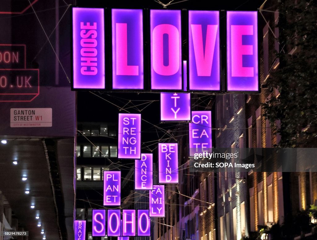 Choose Love illuminated signs along the street.
This year...