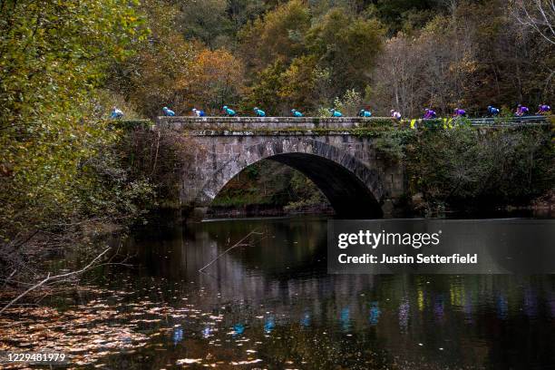 Peloton / Landscape / Bridge / Autumn / during the 75th Tour of Spain 2020, Stage 15 a 230,8km stage from Mos to Puebla de Sanabria 924m /@lavuelta /...