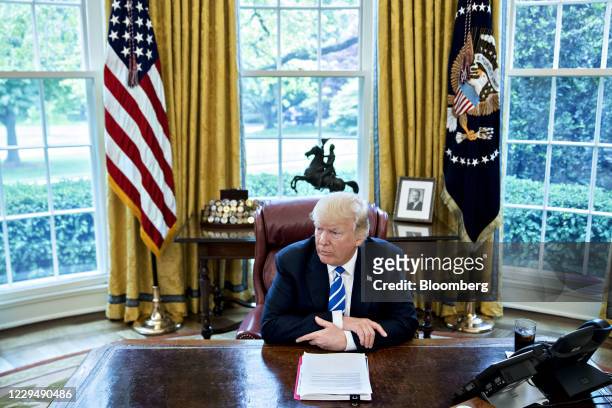Bloomberg Best Of U.S. President Donald Trump 2017 U.S. President Donald Trump speaks during an interview in the Oval Office of the White House in...