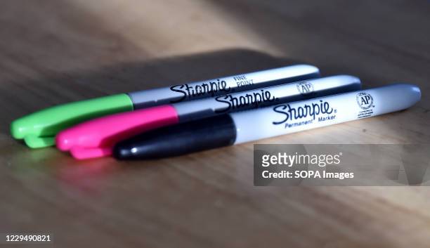 In this photo illustration Sharpies are seen displayed. The use of Sharpies for election ballots has been confirmed to be alright. Sharpies could be...