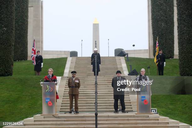 Chaplins, veterans and soldiers at the National Memorial Arboretum in Alrewas, where a virtual Act of Remembrance from the Armed Forces Memorial will...