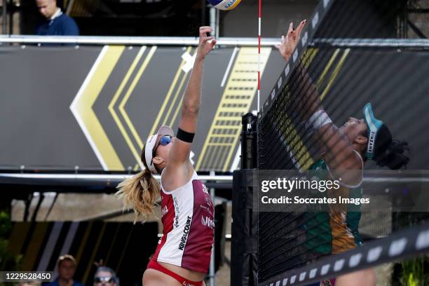 Barbora Hermannova of Czech Republic, Agatha Bednarczuk of Brazil during the match between King of the Court v Beachvolleybal on September 10, 2020...