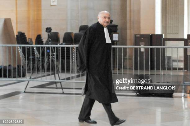 Lawyer of Warner Music Group Corporation Chief Executive Officer Edgar Bronfman Jr, Georges Kiejman answers to journalists at a Paris courthouse on...