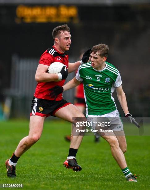 Fermanagh , United Kingdom - 8 November 2020; Paul Devlin of Down in action against Josh Largo Ellis of Fermanagh during the Ulster GAA Football...