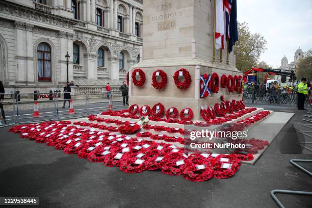 Remembrance Sunday, veterans and members of the public attend The Cenotaph to pay their respects following the earlier Service of Remembrance as...