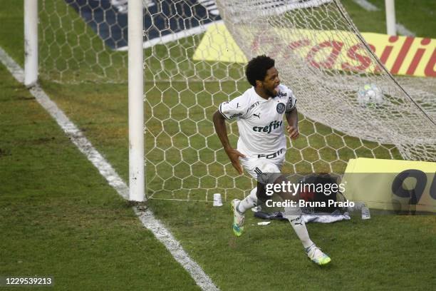 Luiz Adriano of Palmeiras celebrates after scoring a goal during the match between Vasco da Gama and Palmeiras as part of the Brasileirao Series A at...