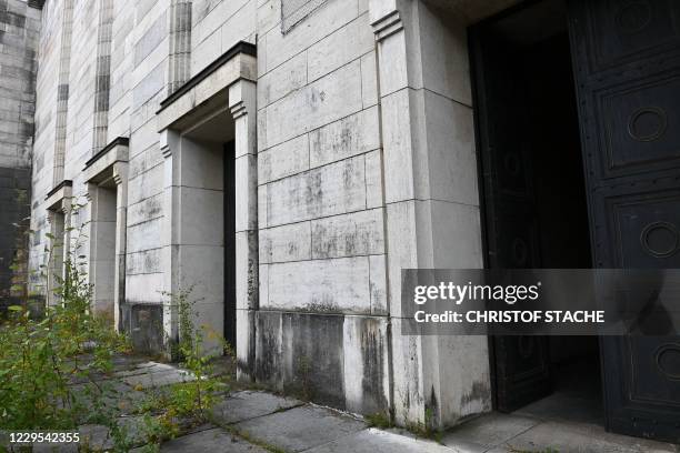 An entrance to the Goldener Saal inside the Zeppelintribuene granstand at the Zeppelinfeld of the Reichsparteitagsgelaende in Nuremberg, southern...