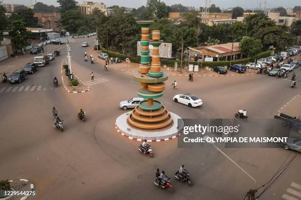 An aerial view of filmmakers's roundabout, in Ouagadougou, on November 5, 2020.