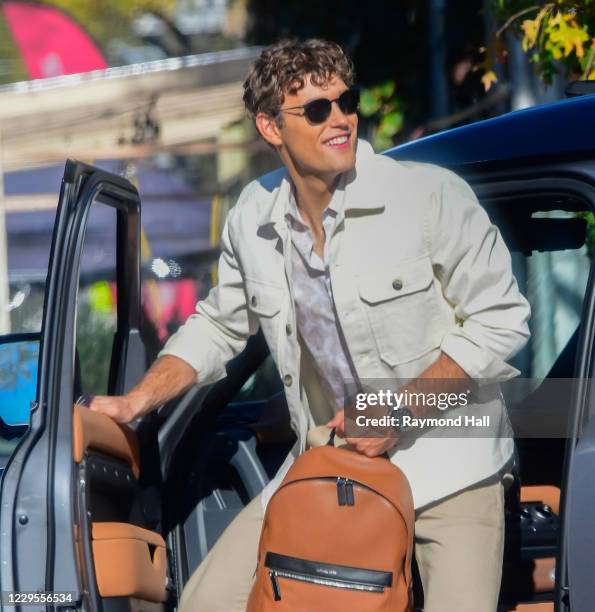 Model Simon Nessman is seen on the set of a photo for Michael Kors in SoHo on November 9, 2020 in New York City.