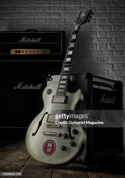 Gibson Les Paul Florentine electric guitar with a Silver Sparkle finish previously owned by Oasis guitarist Noel Gallagher, taken on November 15,...