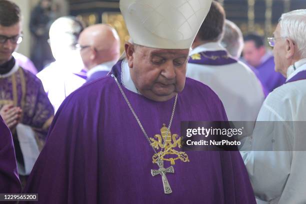 File pictures of Cardinal Stanislaw Dziwisz during the funeral mass of Cardinal Jaworski in Kalwaria Zebrzydowska, on September 11, 2020. TVN24...