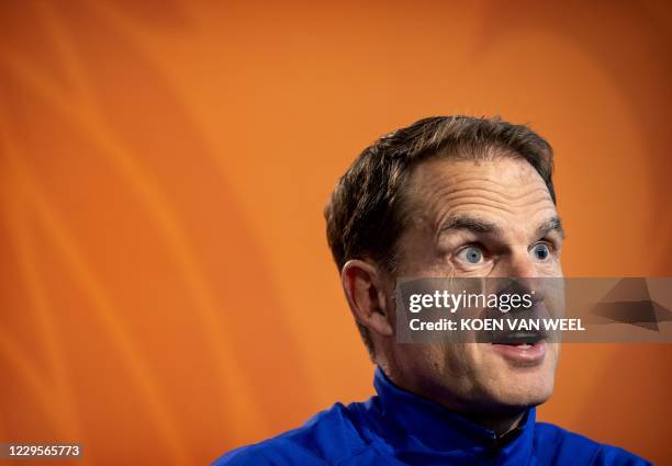 Netherland's head coach Frank de Boer attends a press conference in Zeist, the Netherlands, on November 10 on the eve of their international friendly...
