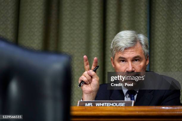 Sen. Sheldon Whitehouse speaks during a Senate Judiciary Committee hearing on November 10, 2020 on Capitol Hill in Washington, DC. The hearing is...