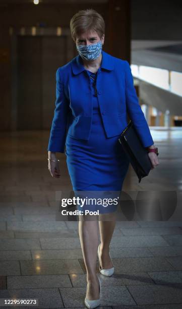 Scottish First Minister Nicola Sturgeon attends First Minister's Questions at the Scottish Parliament on November 12, 2020 in Edinburgh, Scotland.