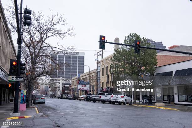 Nearly empty street in downtown Billings, Montana, U.S. On Thursday, Nov. 11, 2020. Montana added 928 COVID-19 cases and 10 deaths in an update to...