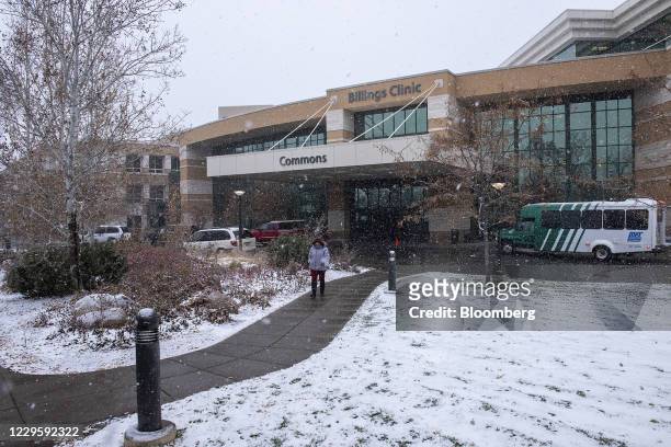 Person exits from the Billings Clinic in Billings, Montana, U.S. On Thursday, Nov. 11, 2020. Montana added 928 COVID-19 cases and 10 deaths in an...