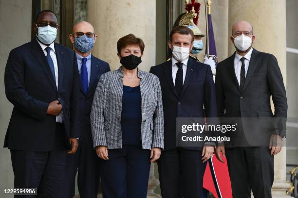 The President of the French Republic, Emmanuel Macron receive Mr. Macky Sall , President of the Republic of Senegal, Mr. Charles Michel , President...