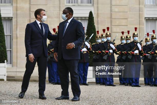 The President of the French Republic, Emmanuel Macron receives Mr. Macky Sall , President of the Republic of Senegal for a working meeting at the...