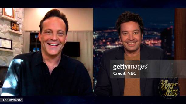 Episode 1351A -- Pictured in this screengrab: Actor Vince Vaughn during an interview with host Jimmy Fallon on November 10, 2020 --