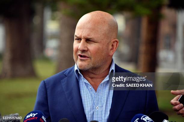 Rugby Australia interim chief executive Rob Clarke speaks at a press conference on Manly Beach in Sydney on November 13 announcing that Australia and...