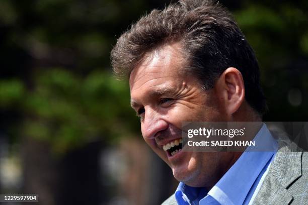 New Zealand Rugby chief executive Mark Robinson speaks at a press conference on Manly Beach in Sydney on November 13 announcing that Australia and...