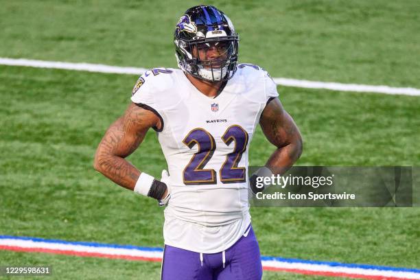 Baltimore Ravens cornerback Jimmy Smith looks on in action during a NFL game between the Indianapolis Colts and the Baltimore Ravens on November 08,...