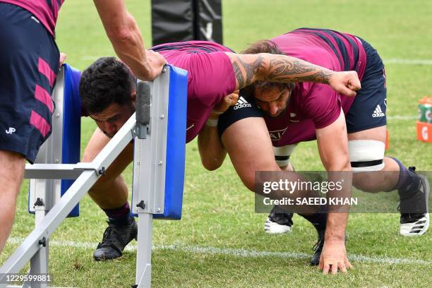 New Zealand's Sam Whitelock attends the captain's run training session with teammates at Narrabeen Academy of Sport in Sydney on November 13 ahead of...