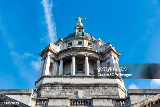 View of the Central Criminal Court of England and Wales, commonly referred to as the Old Bailey in the City of London.