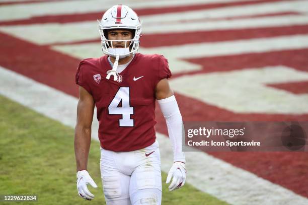 Stanford Cardinal wide receiver Michael Wilson reacts after the college football game between the Colorado Buffaloes and the Stanford Cardinal on...