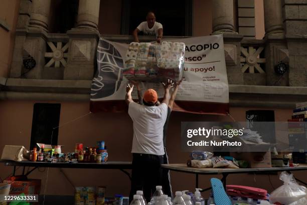Workers at the Casa de Tabasco Carlos Pellicer located in Mexico City, during the classification of provisions and non-perishable food before the...