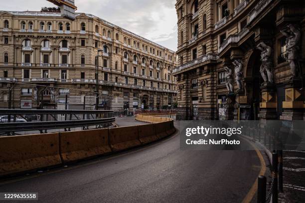 View of Piazza Nicola Amore during the first day of Zona Rossa in Naples, Italy, November 15, 2020. As of today the Campania region is Zona Rossa...