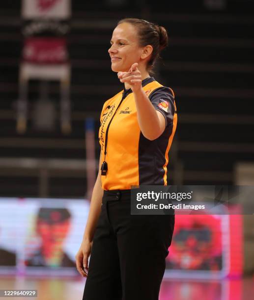 Referee Anne Panther smiles during the EasyCredit Basketball Bundesliga match between Telekom Baskets Bonn and MHP Riesen Ludwigsburg on November 15,...