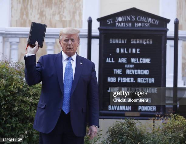 Bloomberg Best of the Year 2020: U.S. President Donald Trump poses with a bible outside St. John's Episcopal Church after a news conference in the...