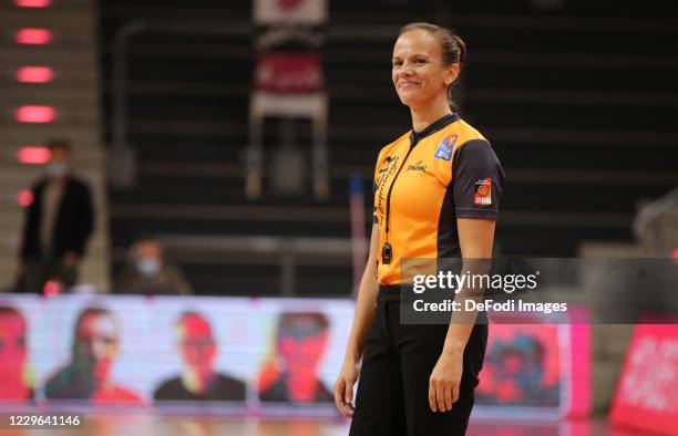 Referee Anne Panther smiles during the EasyCredit Basketball Bundesliga match between Telekom Baskets Bonn and MHP Riesen Ludwigsburg on November 15,...