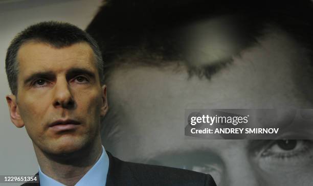 Billionaire Mikhail Prokhorov attends a meeting with his supporters who signed the petition collecting signatures for Prokhorov's registrations as a...