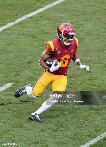 Trojans wide receiver Amon-Ra St. Brown returns a kickoff during a game between the USC Trojans and the Arizona State Sun Devils played on November...