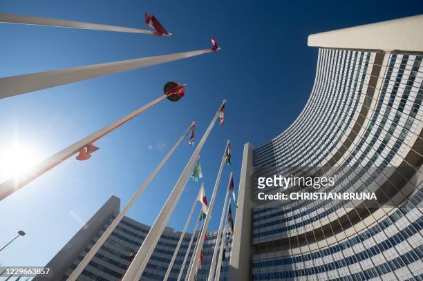 An outside view of the International Atomic Energy Agency headquarters taken ahead of a virtual IAEA Board of Governors' meeting at the IAEA...