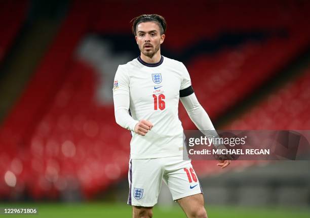 England's striker Jack Grealish during the UEFA Nations League group A2 football match between England and Iceland at Wembley stadium in north London...