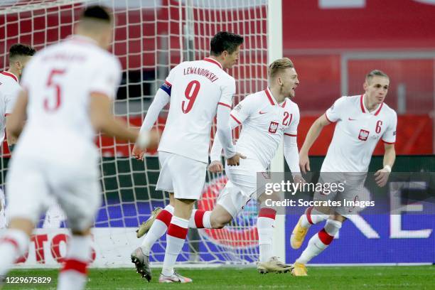 Kamil Jozwiak of Poland celebrates 1-0 during the UEFA Nations league match between Poland v Holland on November 18, 2020