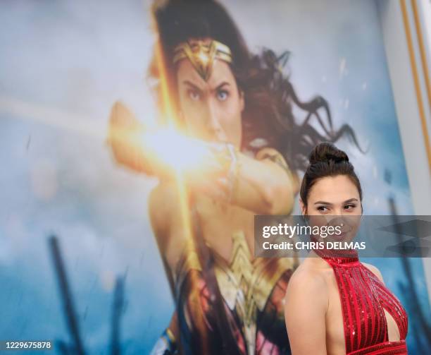 This photo taken on May 25, 2017 shows actress Gal Gadot at the world premiere of "Wonder Woman" at the Pantages in Hollywood, California. - The...