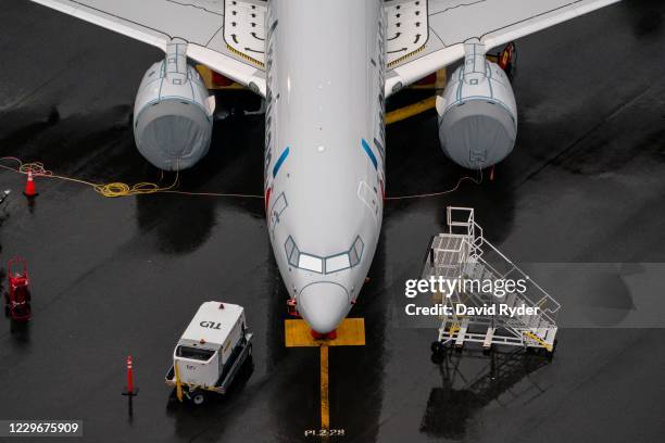 Boeing 737 Max airplane sits parked at the company's production facility on November 18, 2020 in Renton, Washington. The U.S. Federal Aviation...