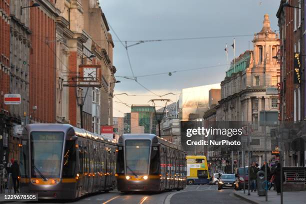 General view of Middle Abbey Street in Dublin city center during a cloudy weather. On Wednesday, November 18 in Dublin, Ireland.