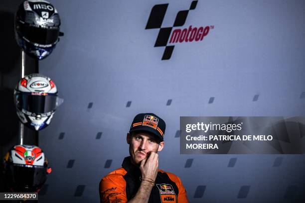 Red Bull KTM Factory Racing's Spanish rider Pol Espargaro attends the official press conference of the MotoGP Grand Prix of Portugal at the Algarve...