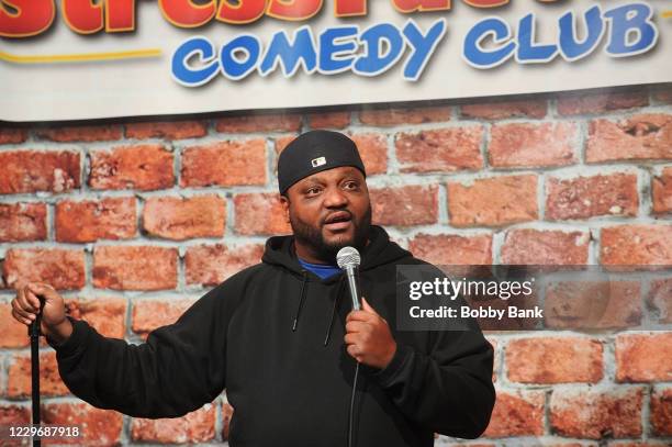 Aries Spears performs at The Stress Factory Comedy Club on November 19, 2020 in New Brunswick, New Jersey.