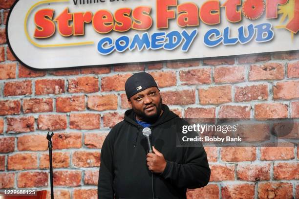 Aries Spears performs at The Stress Factory Comedy Club on November 19, 2020 in New Brunswick, New Jersey.