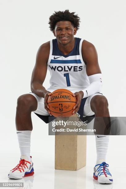 Anthony Edwards, first overall pick of the Minnesota Timberwolves in the 2020 NBA Draft poses for a portrait on November 20, 2020 at the Minnesota...