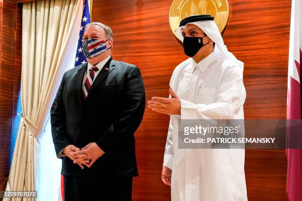 Secretary of State Mike Pompeo meets with Qatars Deputy Prime Minister and Minister of Foreign Affairs Mohammed bin Abdulrahman Al-Thani , both...