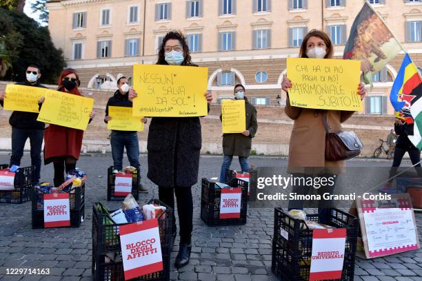 Movements, associations, civic networks and individual citizens demonstrate in Piazza del Popolo and collect food for families in distress in an...