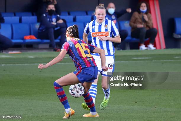 Sanni Franssi and Leila Ouahabi during the match between FC Barcelona and Real Sociedad, corresponding to the week 9 of the spanish women's league...